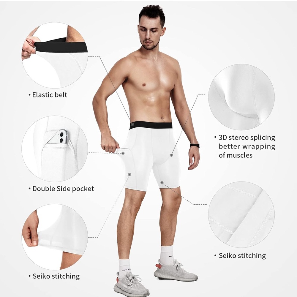 Men's White Compression Shorts
